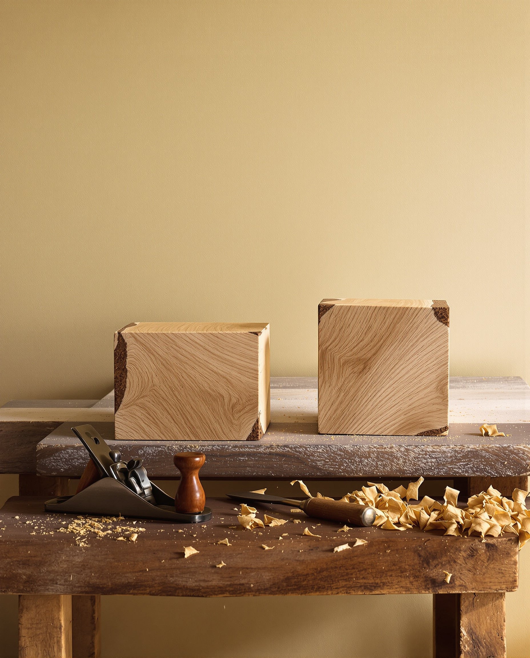 Bois brut et outils — la matière de nos planches