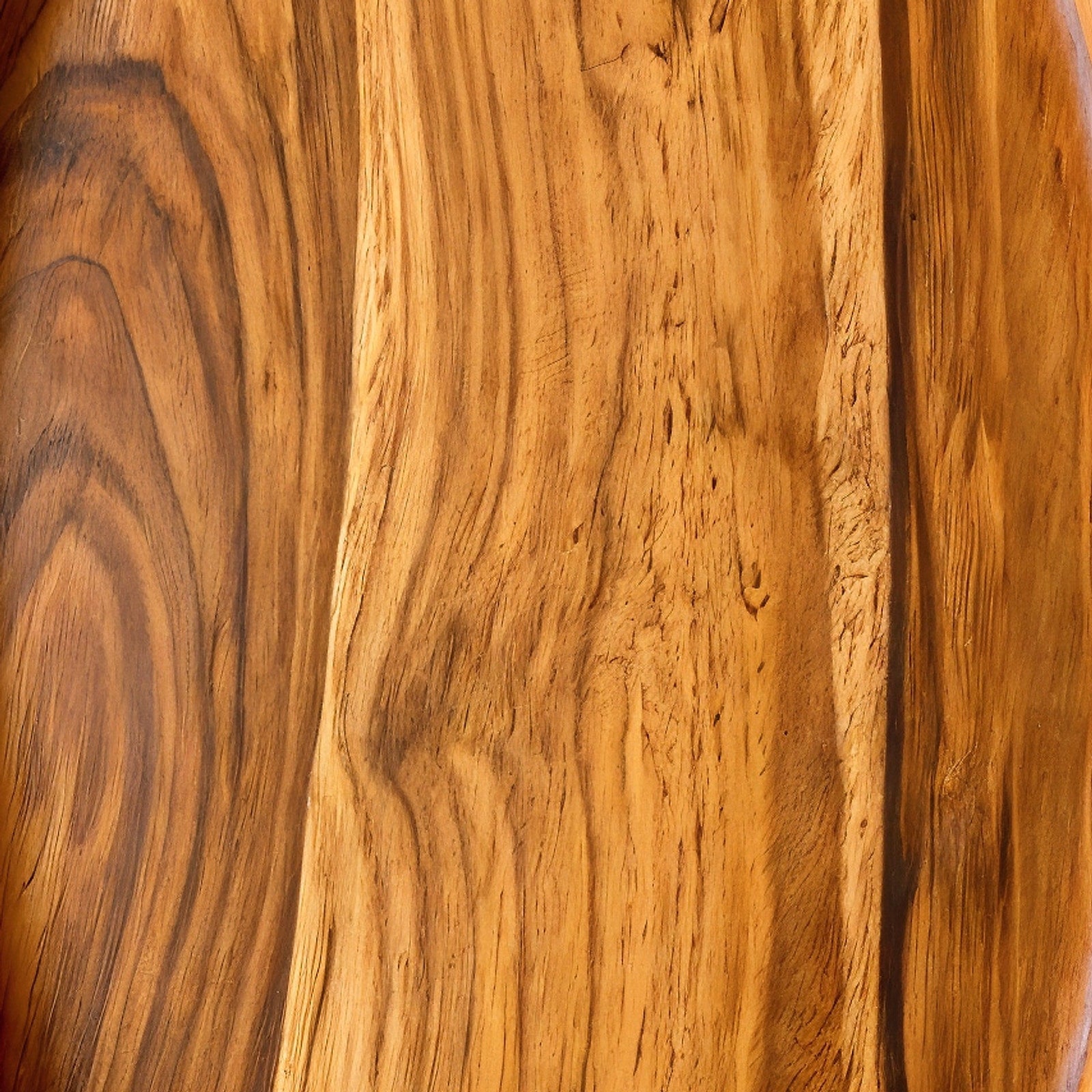 Barviro Plateau Ovale en Teck — macro détail du grain du bois