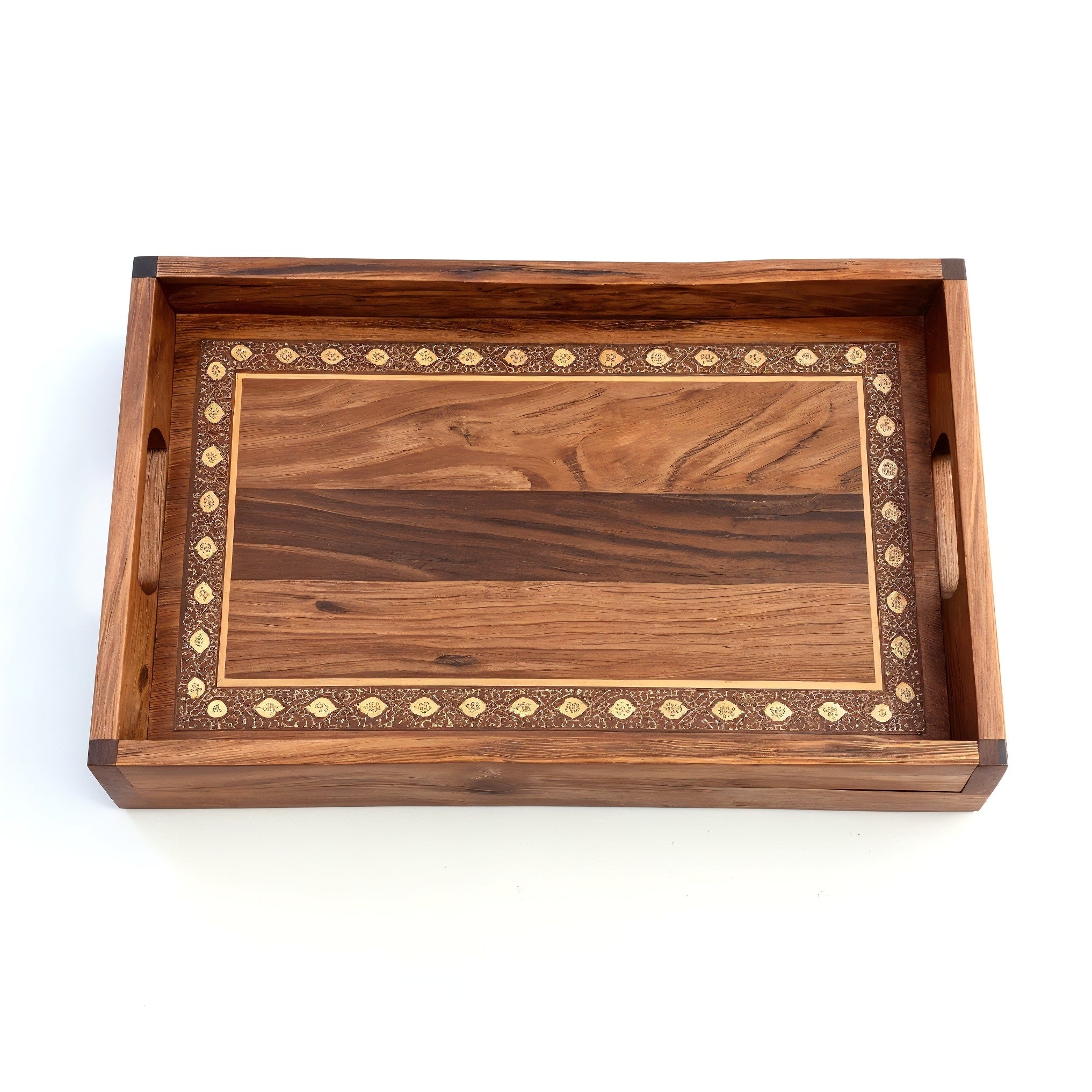 Barviro Plateau en Hickory — vue de dessus montrant le grain du bois