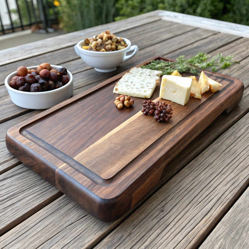 Planche de charcuterie en noyer Barviro — vue de trois-quarts