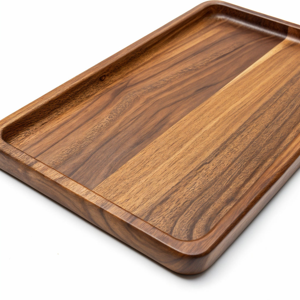 Plateau de charcuterie Barviro — vue trois-quarts du plateau en bois de noyer